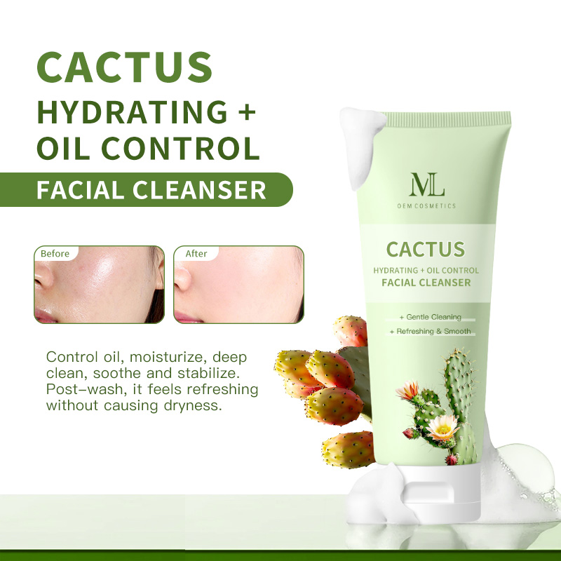 OEM/ODM Hydrating Cactus Facial Cleanser with Gentle Non-Tight Formula for Deep Moisturizing and Refreshing Vitality