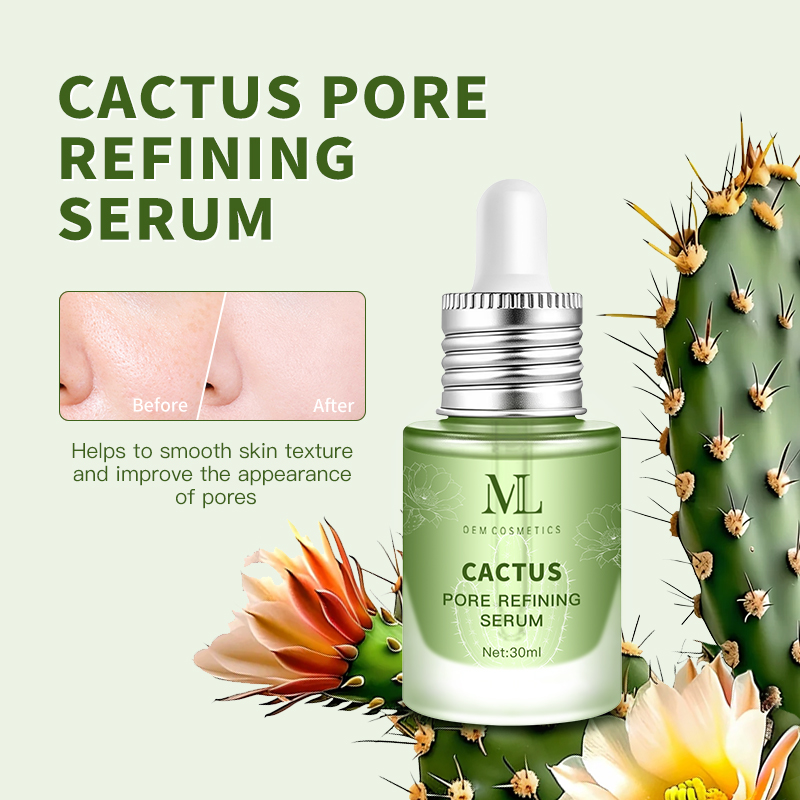 OEM Custom Cactus Pore Refining Essence Plant Extract Skin Barrier Repair Soothing Moisturizing Vitamin C Face Serum Skin Care